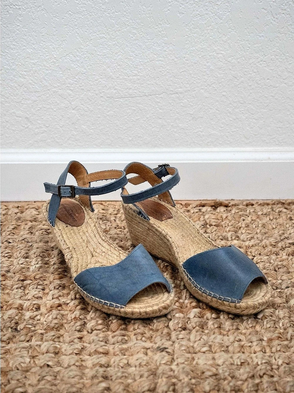 Blue & Beige Espadrille Wedge Sandals- EU 39- Made in Spain